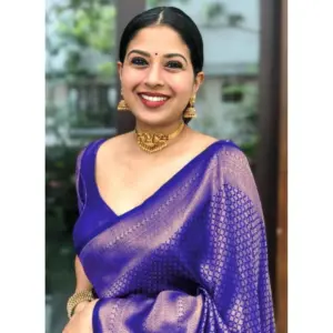 Women's Litchi Silk Printed Saree with Blouse – Purple