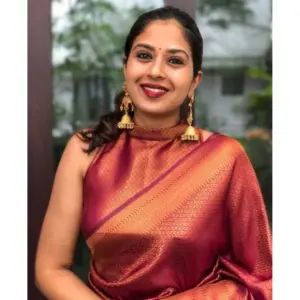 Women's Litchi Silk Printed Saree with Blouse – Red