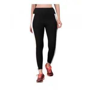 Generic Women's Polyester Solid Ankle length High Waisted Tights (Black)