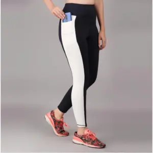 Generic Women's Polyester Solid Ankle length High Waisted Tights (Navy Blue)