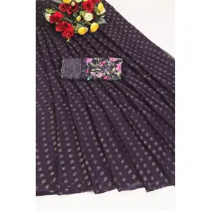 Women's Brasso Printed Saree with Blouse – Magenta