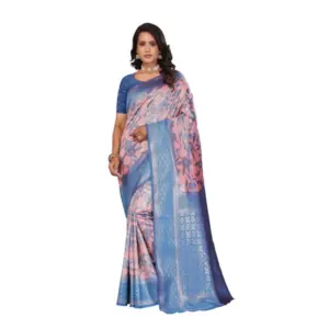 Women's Banarasi Silk Jaquard Woven Saree with Blouse – Pink