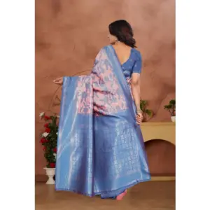 Women's Banarasi Silk Jaquard Woven Saree with Blouse – Pink
