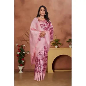 Women's Banarasi Silk Jaquard Woven Saree with Blouse – Pink