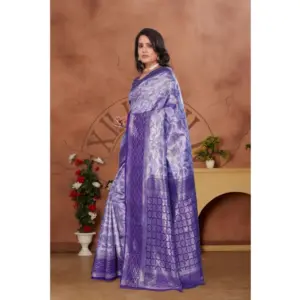 Women's Banarasi Silk Jaquard Woven Saree with Blouse – Purple