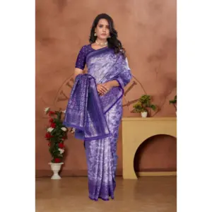 Women's Banarasi Silk Jaquard Woven Saree with Blouse – Purple