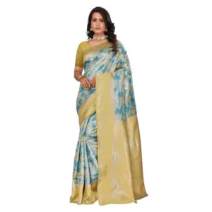 Women's Banarasi Silk Jaquard Woven Saree with Blouse – Yellow