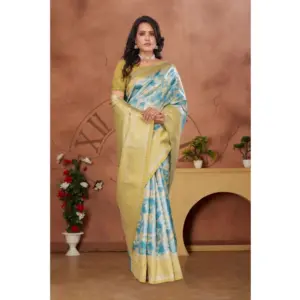 Women's Banarasi Silk Jaquard Woven Saree with Blouse – Yellow