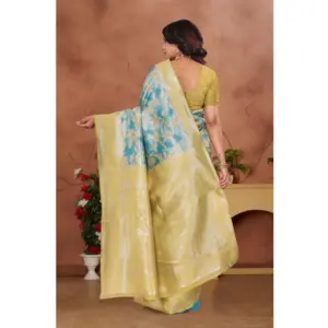 Women's Banarasi Silk Jaquard Woven Saree with Blouse – Yellow