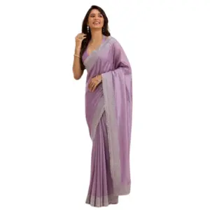 Women's Silk Embroidred Saree with Blouse – Purple