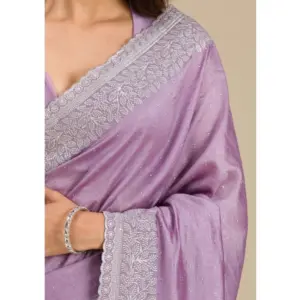 Women's Silk Embroidred Saree with Blouse – Purple
