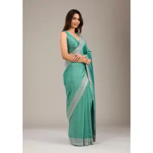 Women's Silk Embroidred Saree with Blouse – Light Green