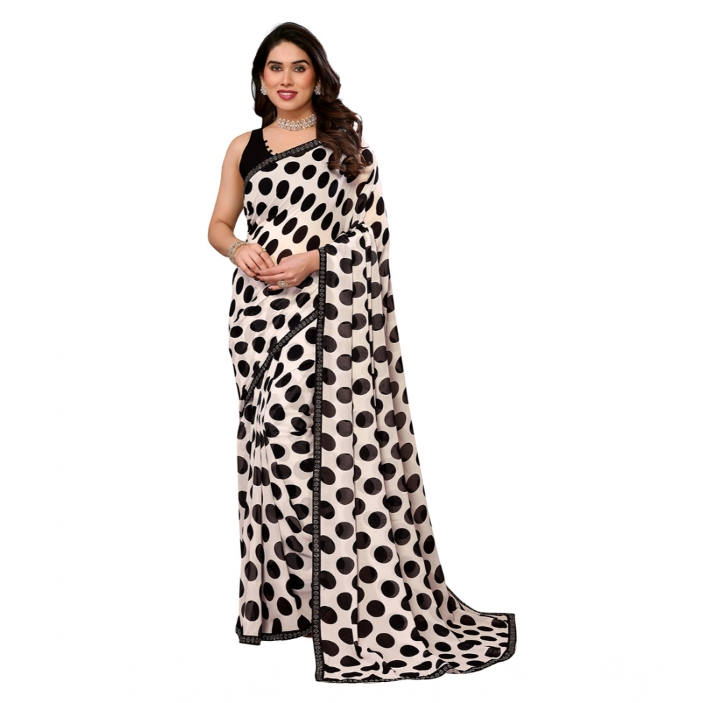 Women's Georgette Printed Saree with Blouse – Black
