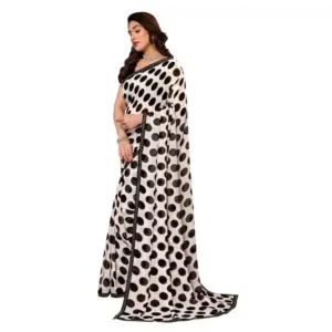 Women's Georgette Printed Saree with Blouse – Black