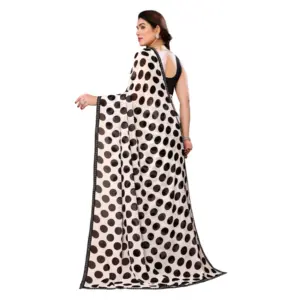 Women's Georgette Printed Saree with Blouse – Black