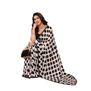 Women's Georgette Printed Saree with Blouse – Black