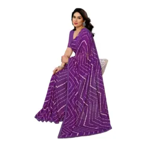 Women's Georgette Printed Saree with Blouse – Purple