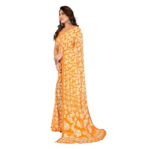 Women's Georgette Printed Saree with Blouse – Yellow