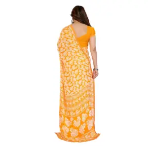 Women's Georgette Printed Saree with Blouse – Yellow