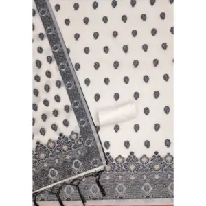 Generic Women's Banarasi Silk Printed Unstitched Salwar Suit Material With Dupatta (Black, 3Mtrs)