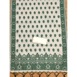 Generic Women's Banarasi Silk Printed Unstitched Salwar Suit Material With Dupatta (Bottle Green, 3Mtrs)