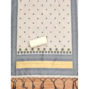 Generic Women's Banarasi Silk Printed Unstitched Salwar Suit Material With Dupatta (Grey, 3Mtrs)