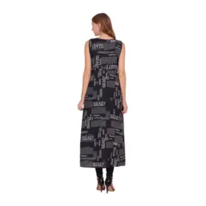 Generic Women's Casual Crepe Sleeveless Slit Dress (Black)