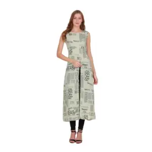 Generic Women's Casual Crepe Sleeveless Slit Dress (Light Green)