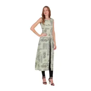 Generic Women's Casual Crepe Sleeveless Slit Dress (Light Green)