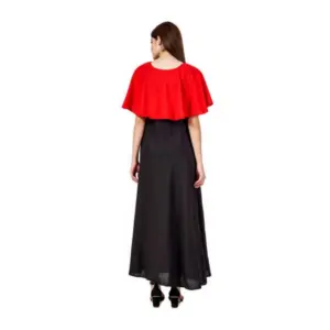 Generic Women's Casual Crepe Sleeveless Cape Dress (Red)