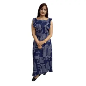 Generic Women's Casual Crepe Sleeveless Dress (Blue)