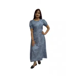 Generic Women's Casual Crepe Half Sleeves Dress (Grey)