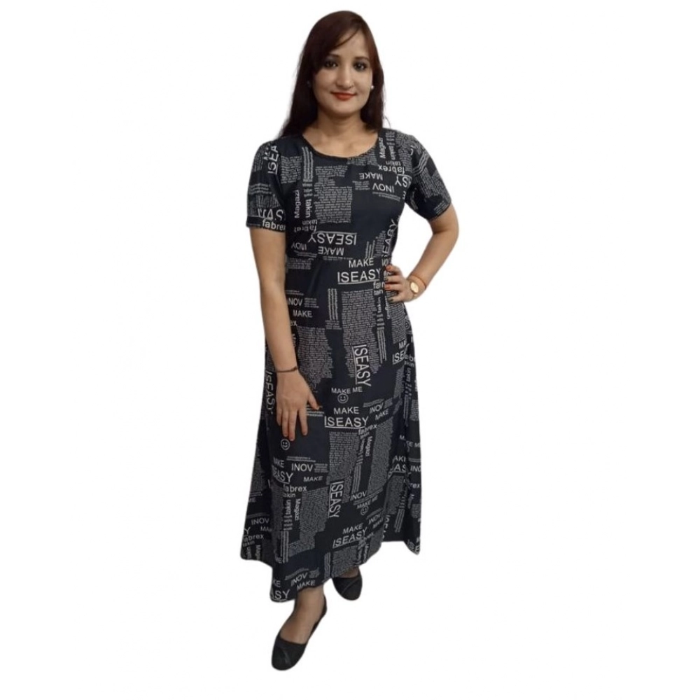 Generic Women's Casual Crepe Half Sleeves Dress (Black)