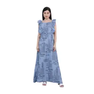 Generic Women's Casual Crepe Sleeveless Dress (Grey)