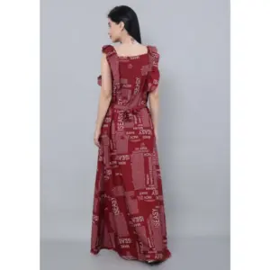 Generic Women's Casual Crepe Sleeveless Dress (Maroon)