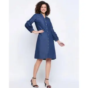 Generic Women's Casual Denim Full sleeve Dress (Blue)