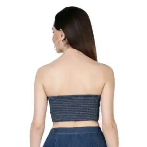 Generic Women's Casual Denim Sleeveless Bluster Top (Blue)