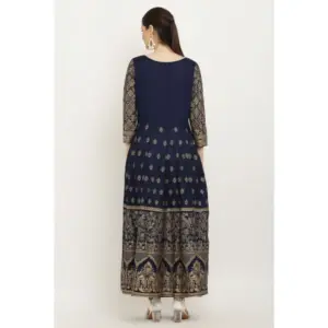 Generic Women's Casual Rayon 3-4th Sleeves Anarkali Kurti (Blue)