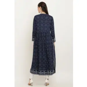 Generic Women's Casual Rayon Full sleeve Kurti (Blue)