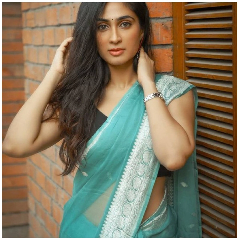 Women's Soft Lichi Silk Printed Saree with Blouse – Sku Blue