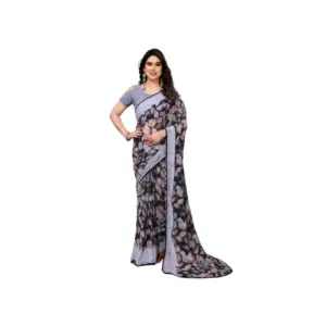 Women's Chiffon Printed Saree – Grey