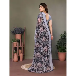 Women's Chiffon Printed Saree – Grey