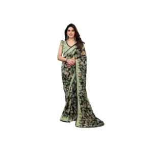 Women's Chiffon Printed Saree – Green