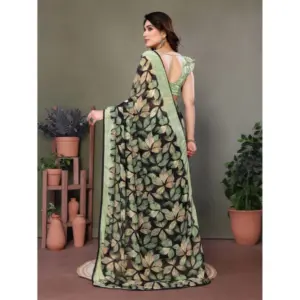 Women's Chiffon Printed Saree – Green
