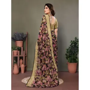 Women's Chiffon Printed Saree – Beige