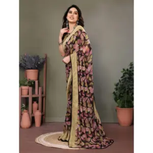 Women's Chiffon Printed Saree – Beige