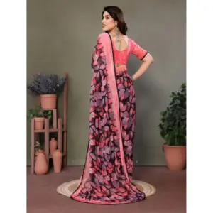 Women's Chiffon Printed Saree – Pink