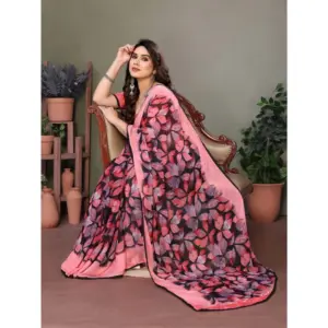 Women's Chiffon Printed Saree – Pink