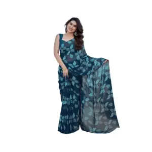 Women's Chiffon Printed Saree – Blue