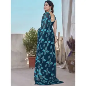 Women's Chiffon Printed Saree – Blue